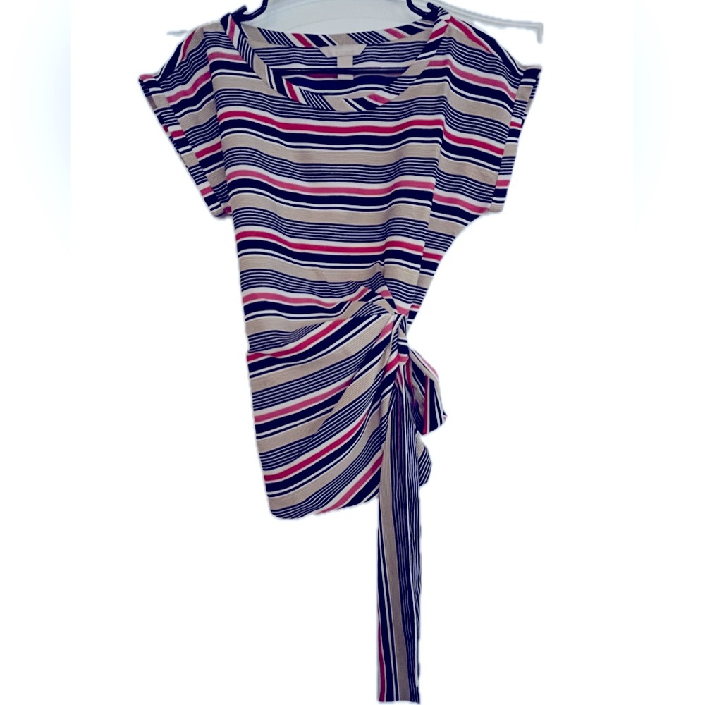 Banana Republic striped sash waist tie top
